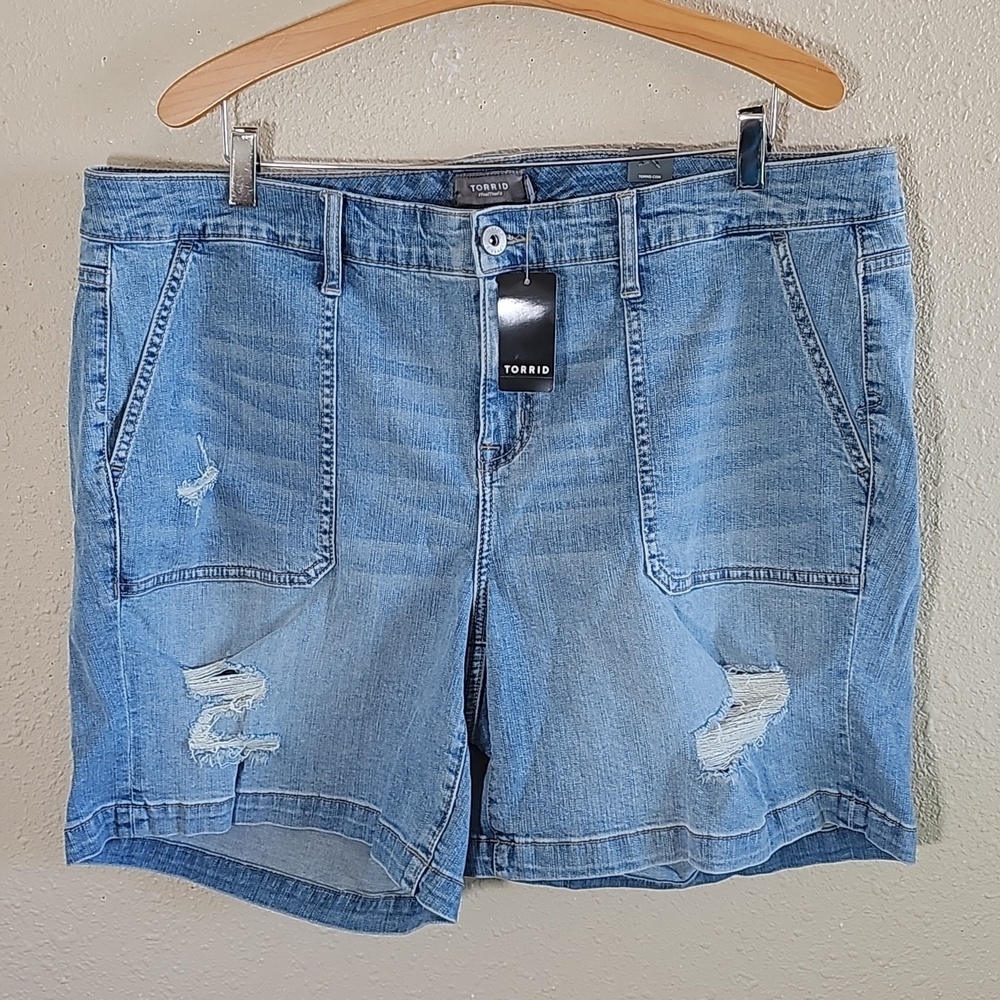 Torrid Feel The Fit Distressed Shorts.